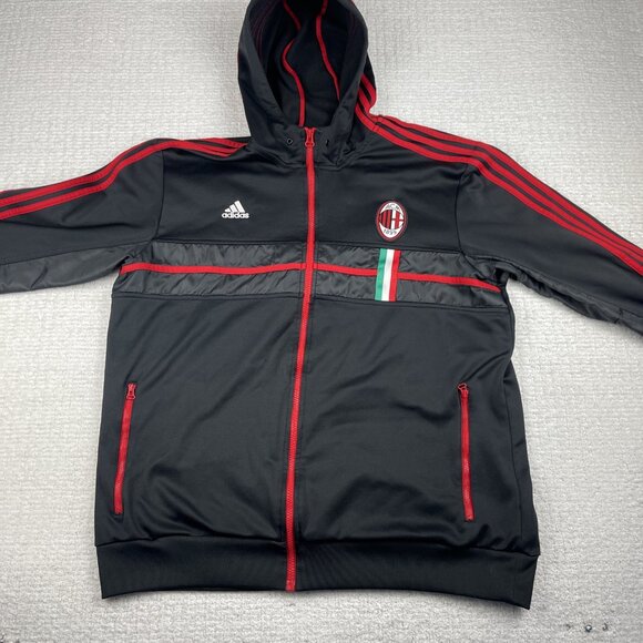 Adidas Ac Milan Full Zip Hoodie Sweatershirt Jersey Soccer Mens XL *Defect, Read - Picture 11 of 16
